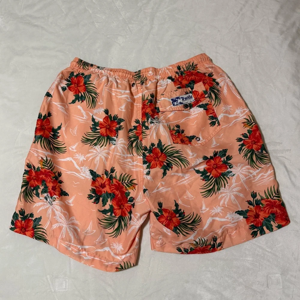 Floral Peach Men's Swim Trunks
